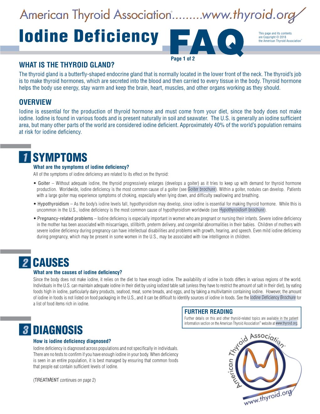 Iodine Deficiency the American Thyroid Association®