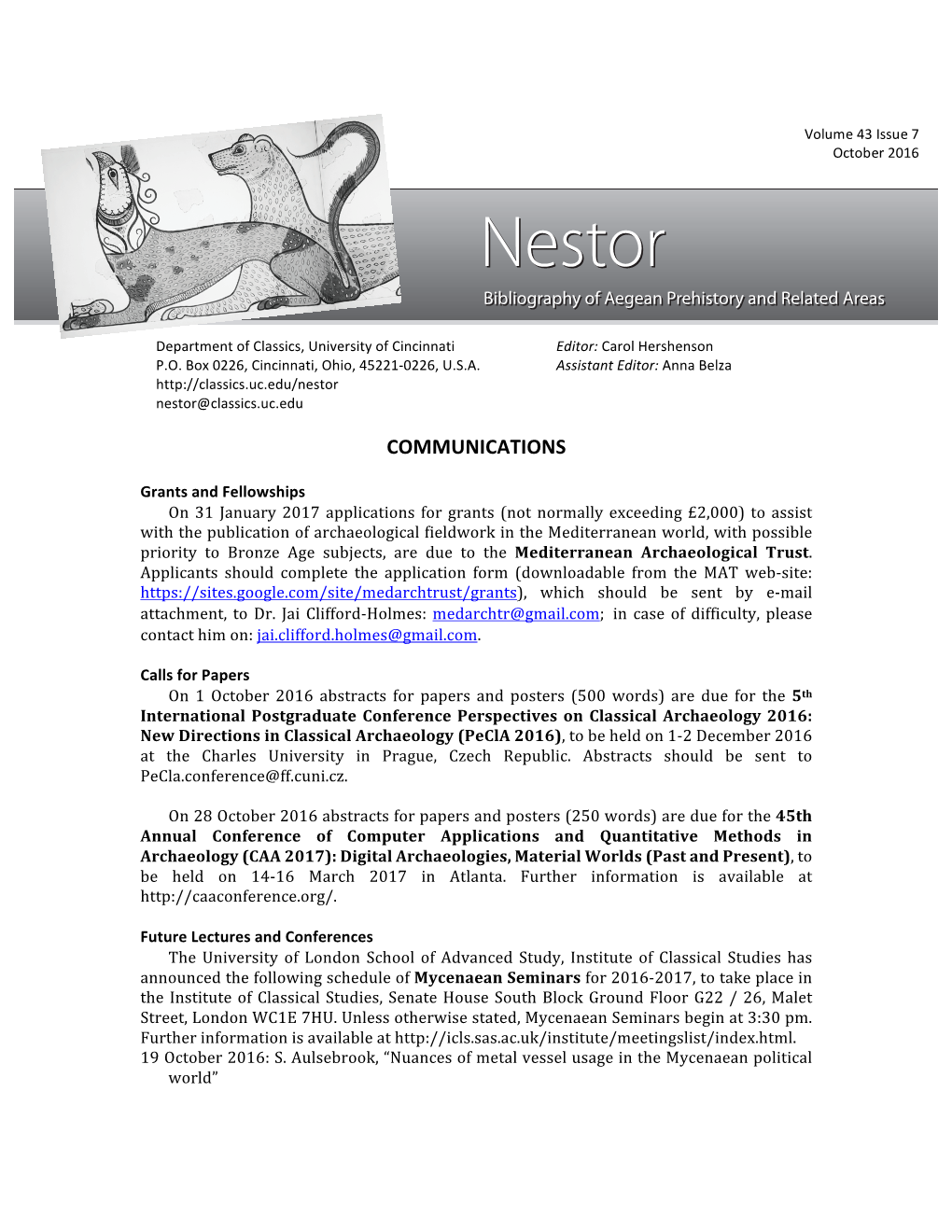 Nestor Nestor@Classics.Uc.Edu