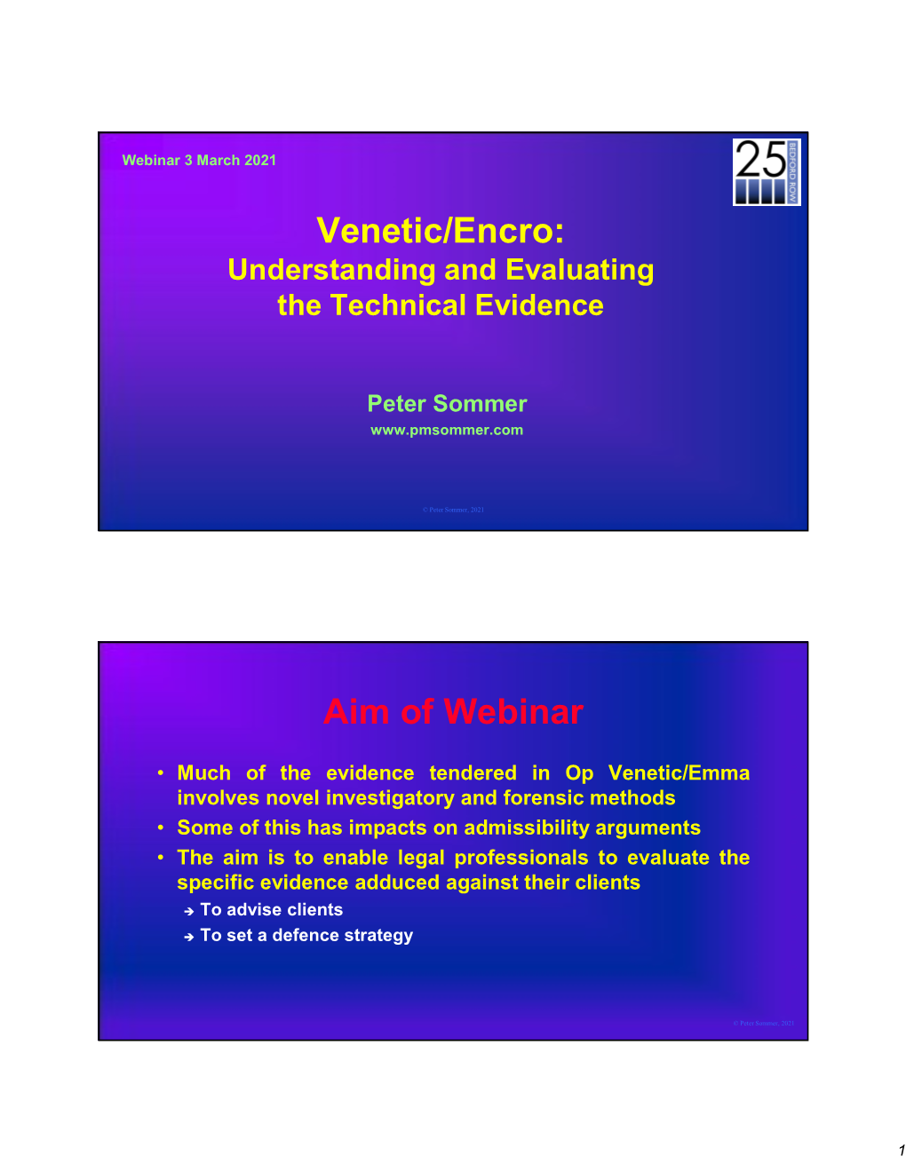 Venetic/Encro: Aim of Webinar