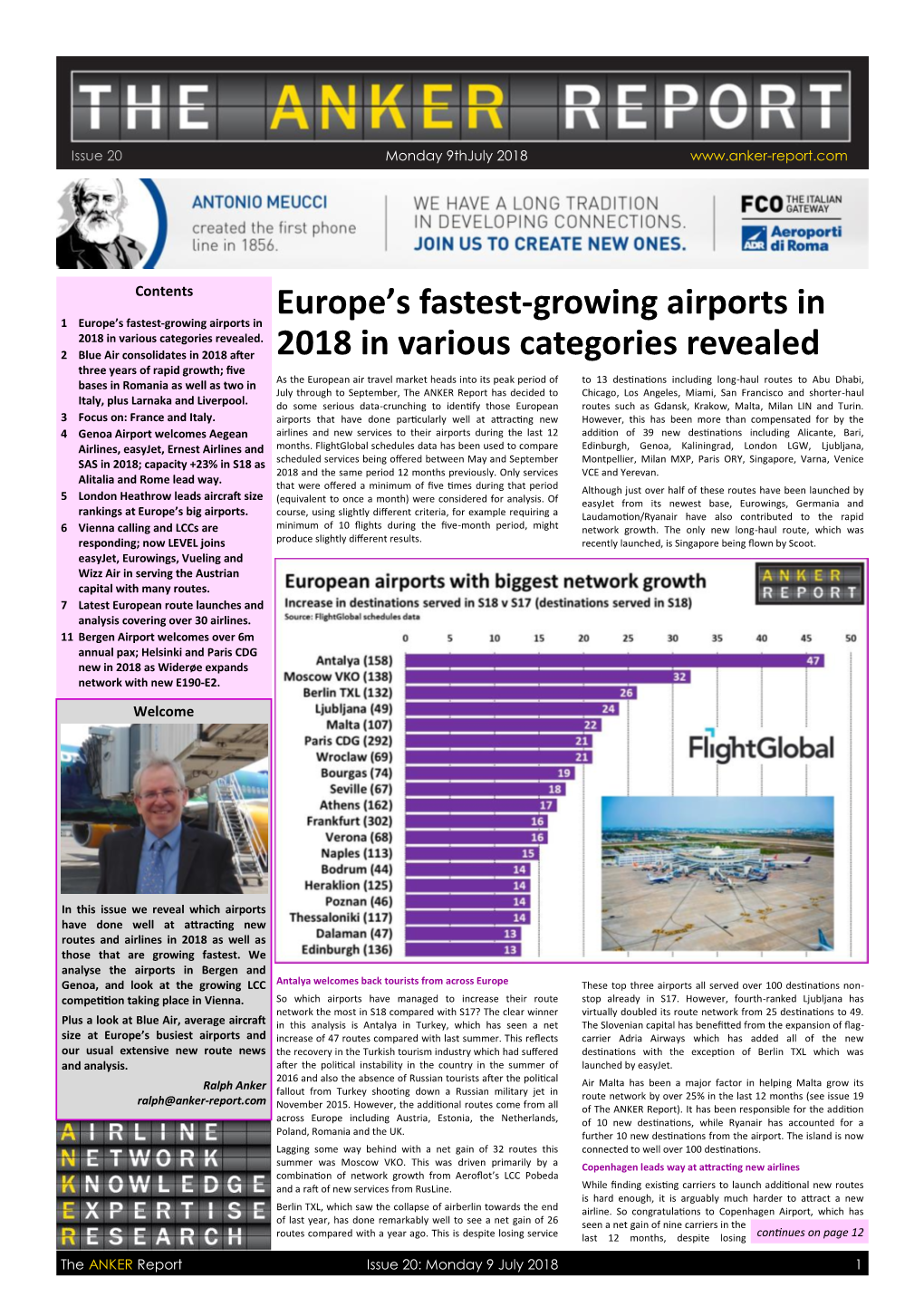 Europe's Fastest-Growing Airports in 2018 in Various Categories Revealed