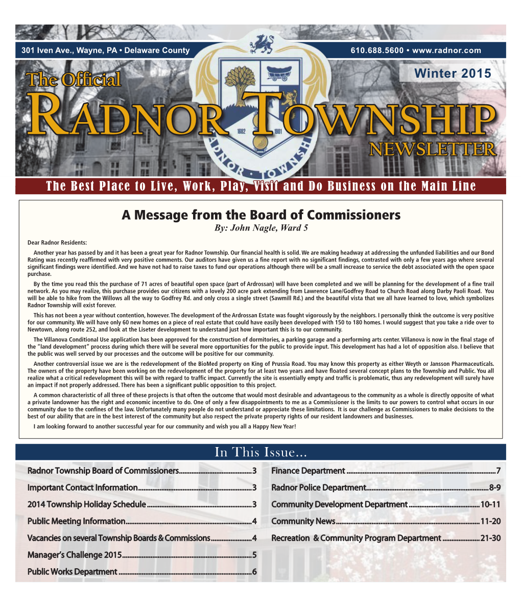 2015 Winter Newsletter