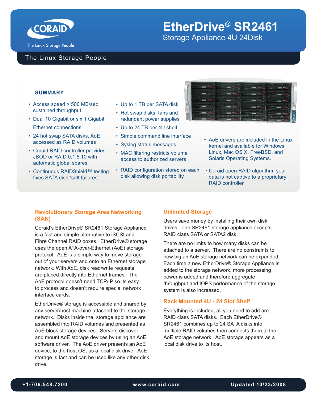 Etherdrive® SR2461 Storage Appliance 4U 24Disk