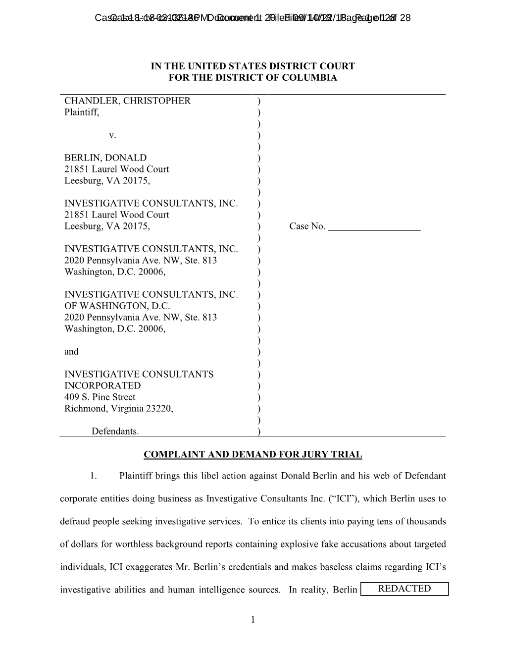 Case 1:18-Cv-02136-APM Document 20 Filed 10/22/18 Page 1 of 28