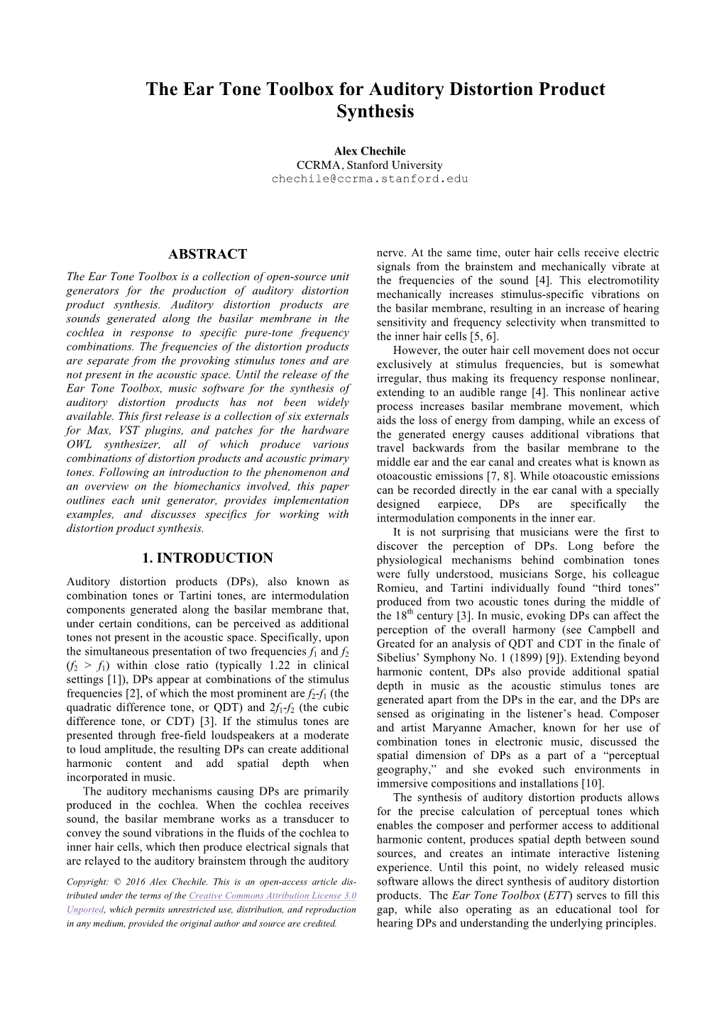 The Ear Tone Toolbox for Auditory Distortion Product Synthesis