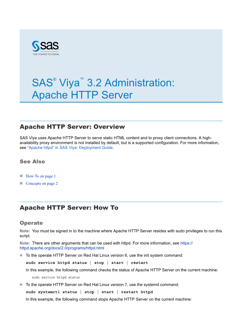 SAS Viya™ 3.2 Administration: Apache HTTP Server