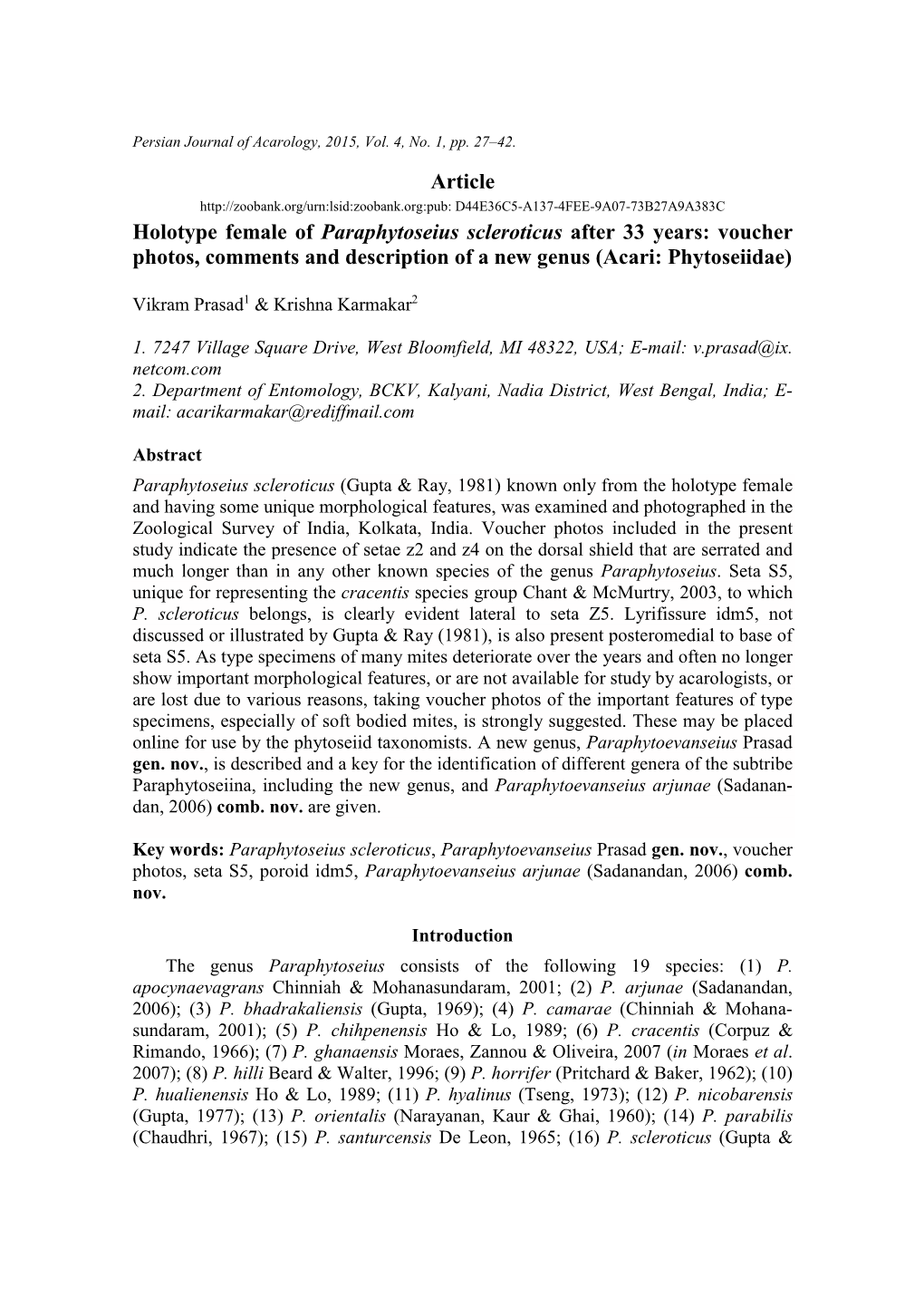 Article Holotype Female of Paraphytoseius Scleroticus After 33