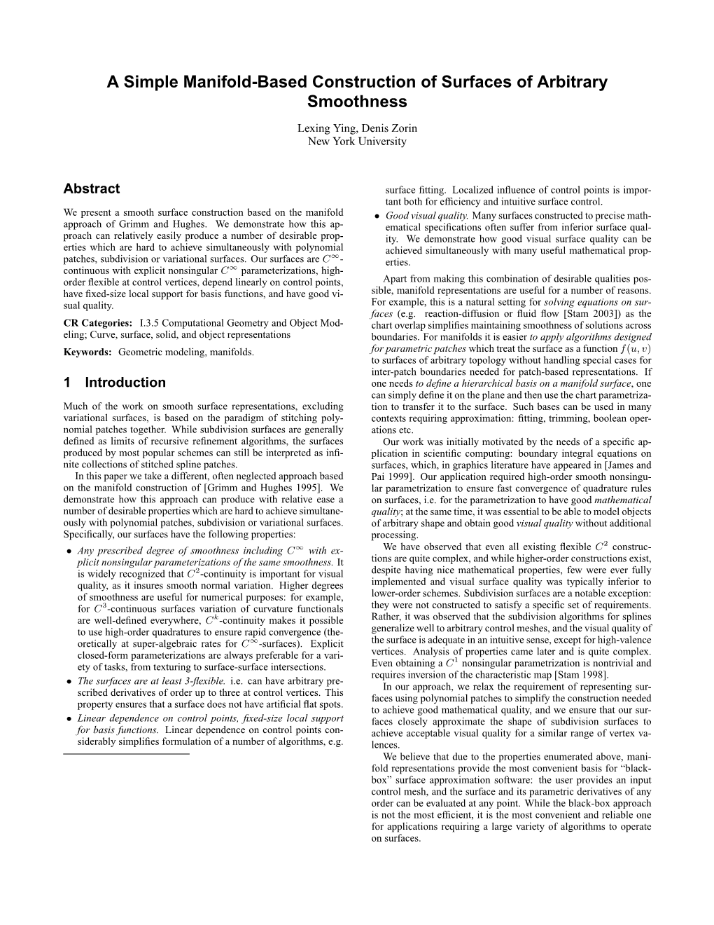 A Simple Manifold-Based Construction of Surfaces of Arbitrary Smoothness