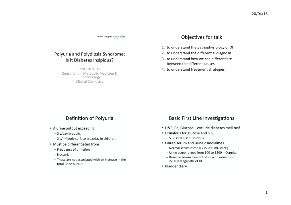 Polyuria and Polydipsia GP Training Day 21St April 2016.Pptx