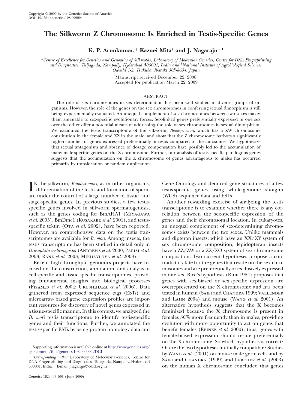 The Silkworm Z Chromosome Is Enriched in Testis-Specific Genes