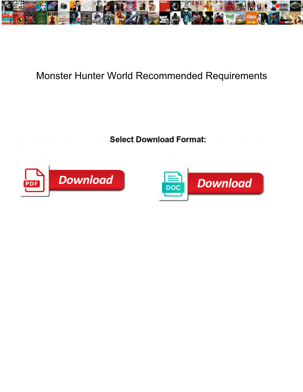 Monster Hunter World Recommended Requirements