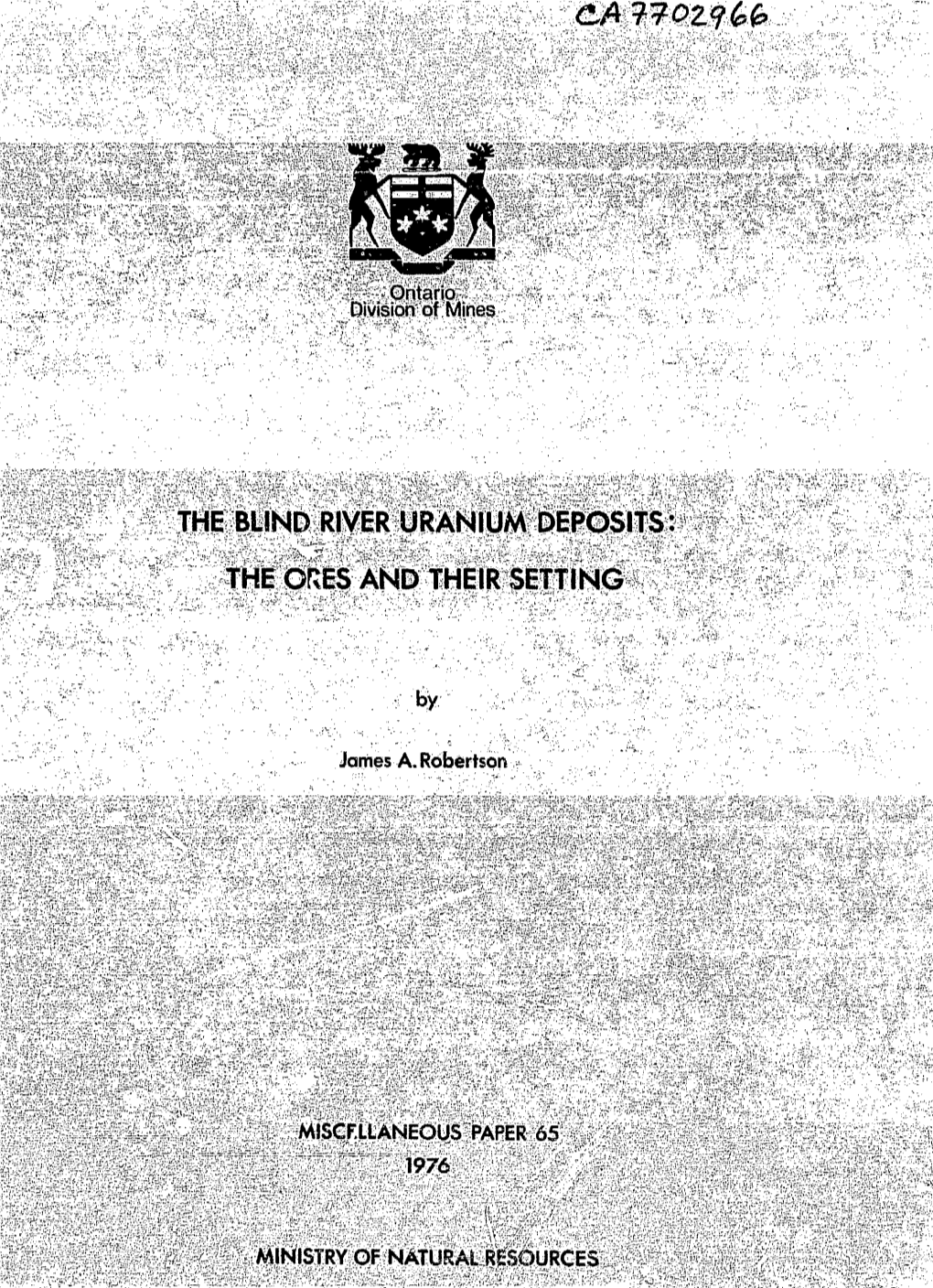 The Blind River Uranium Deposits: the Ores and Their Setting