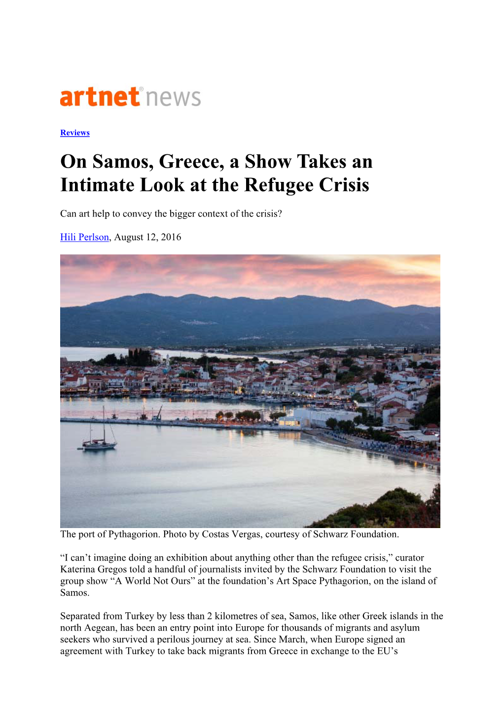 On Samos, Greece, a Show Takes an Intimate Look at the Refugee Crisis