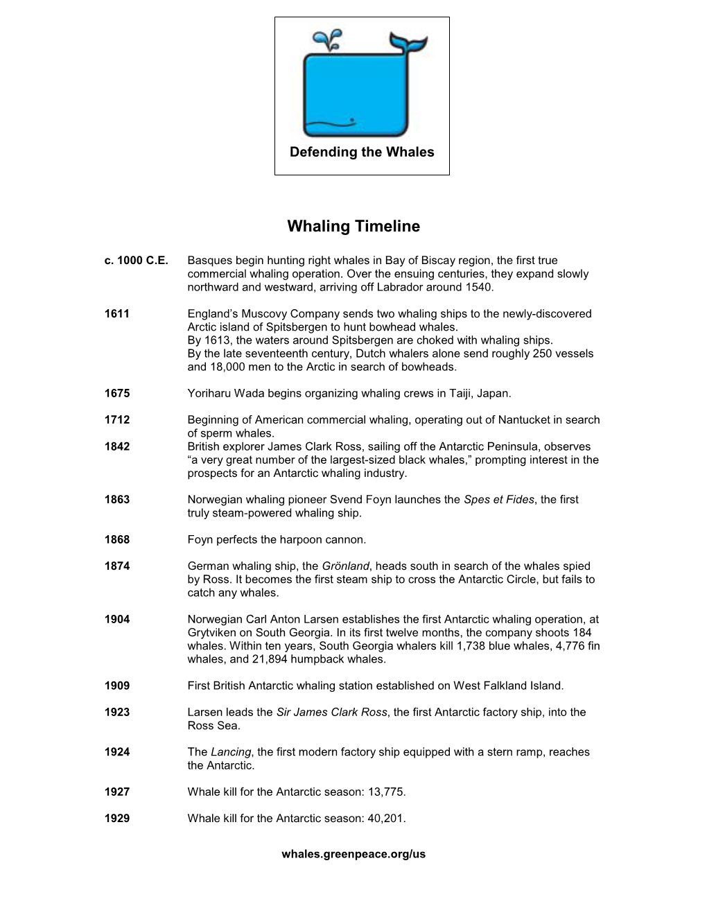 Whaling Timeline C