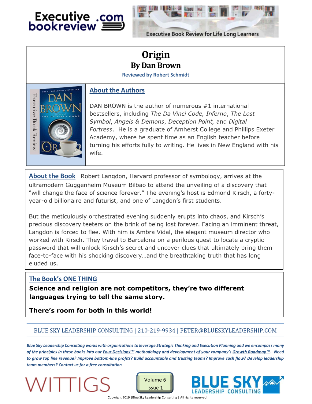 Origin by Dan Brown Reviewed by Robert Schmidt