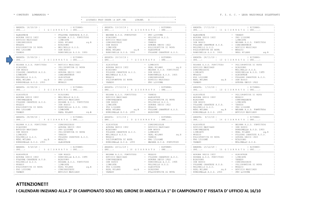 Calendario 2019-20