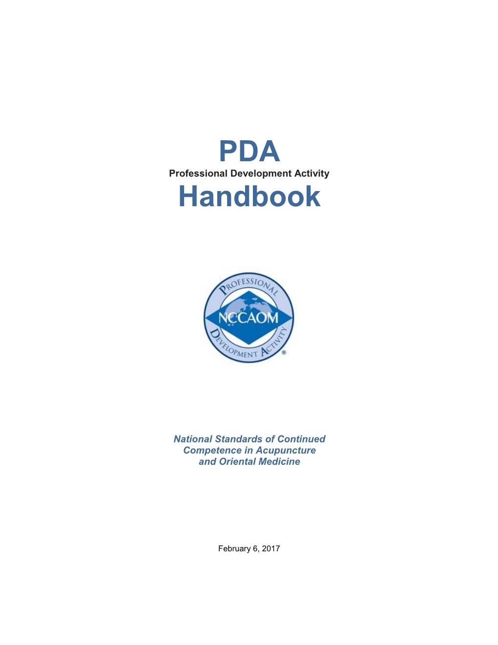 NCCAOM® PDA Handbook Xx Ii February 6, 2017