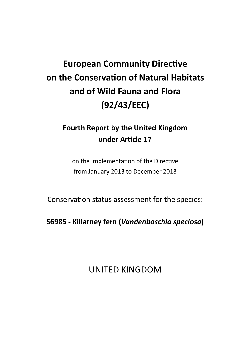 UK Conservation Status Assessment for S6985