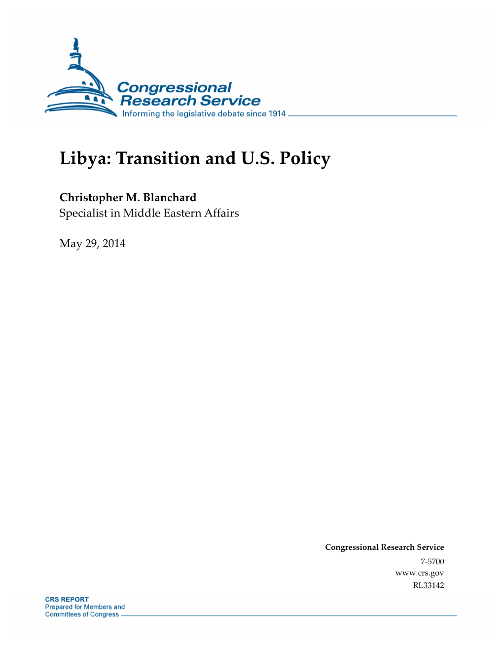 Libya: Transition and U.S. Policy