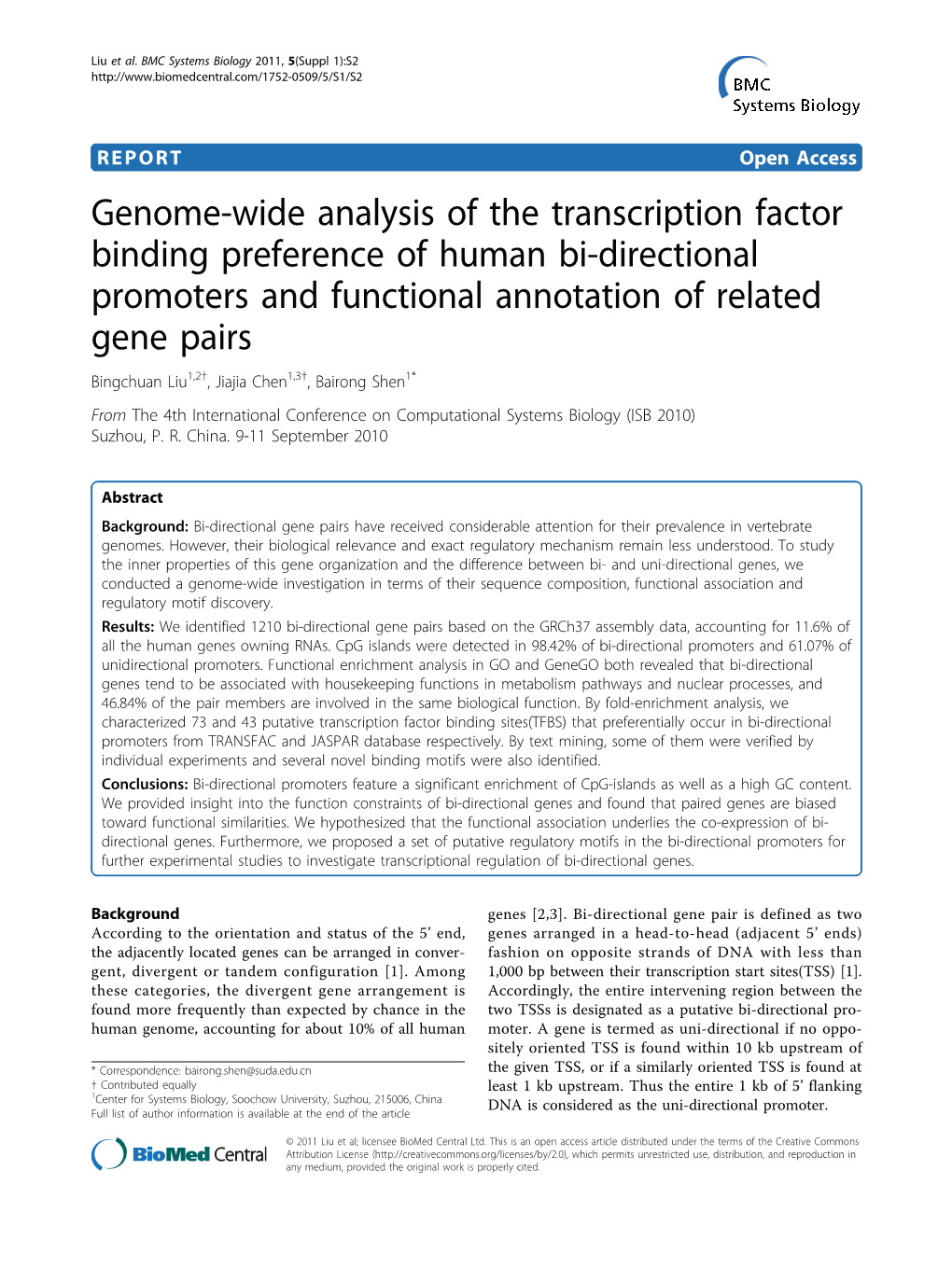 View That Bidirectional Gene Pairs Are of Studying a Single Gene, a Genome-Wide Analysis of Prevalent in the Human Genome