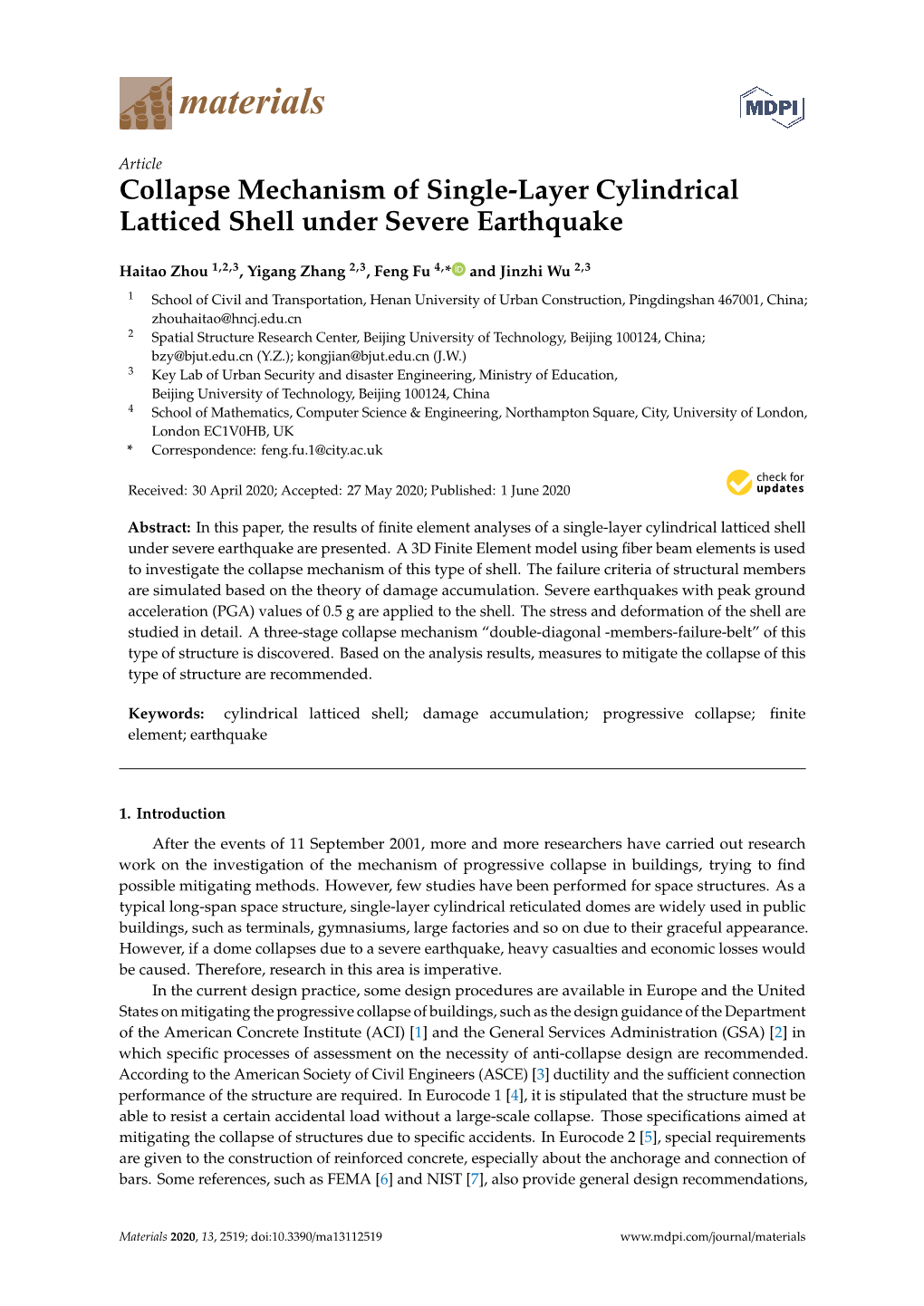 Collapse Mechanism of Single-Layer Cylindrical Latticed Shell Under Severe Earthquake