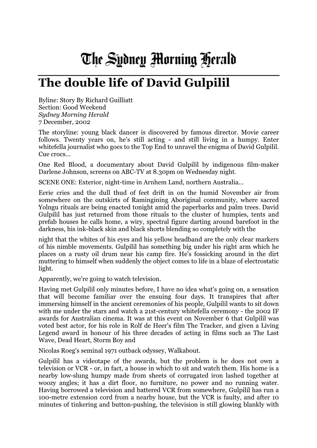 The Double Life of David Gulpilil