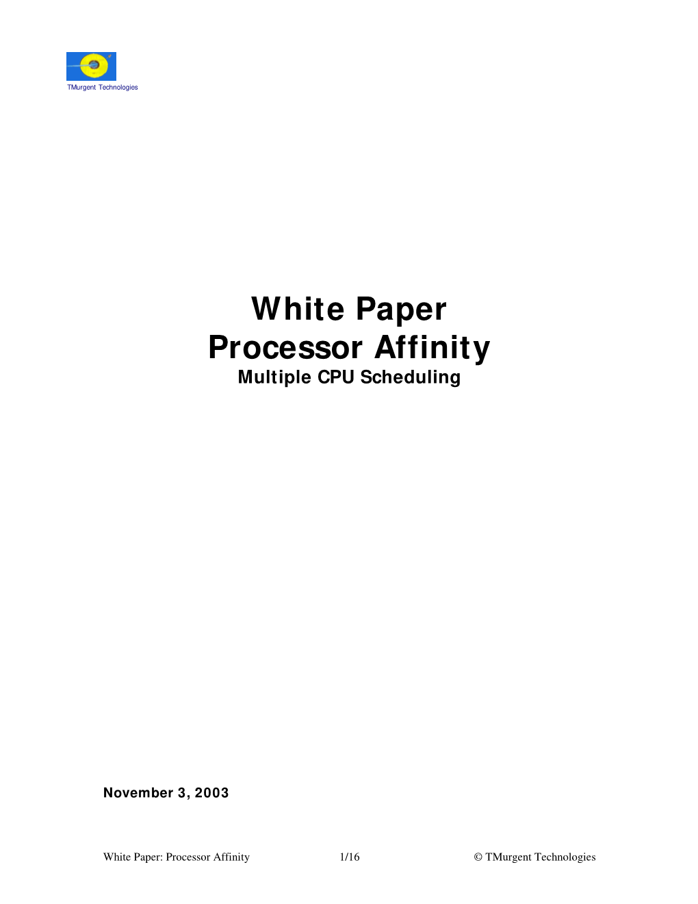 White Paper Processor Affinity Multiple CPU Scheduling