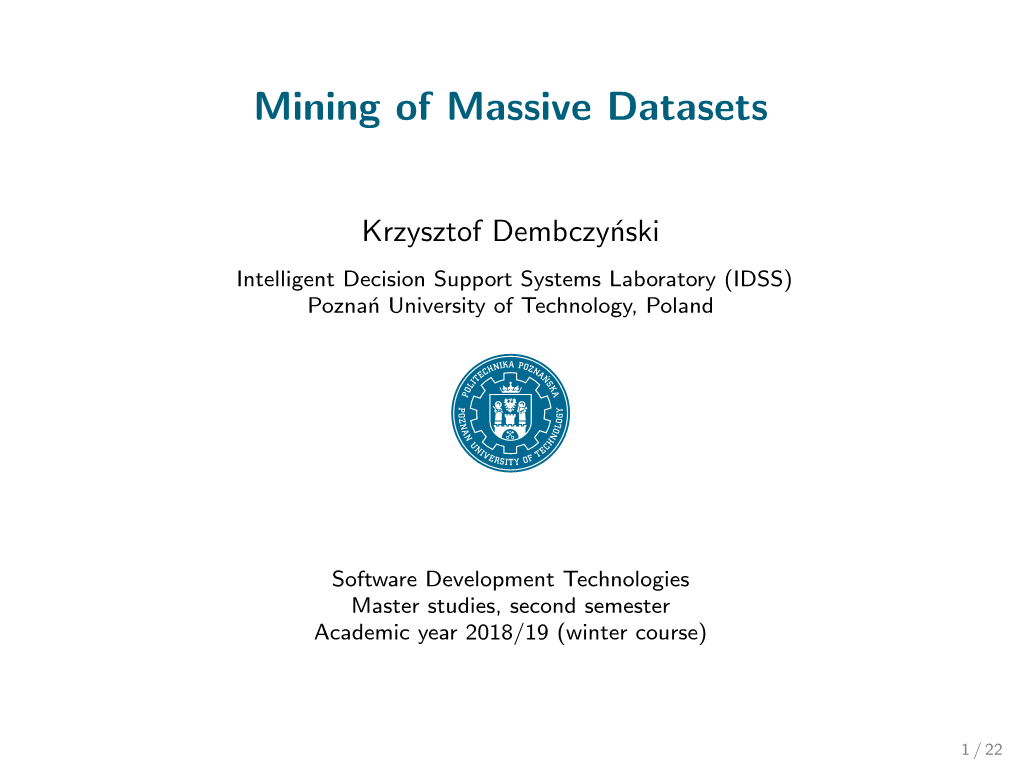 Mining of Massive Datasets