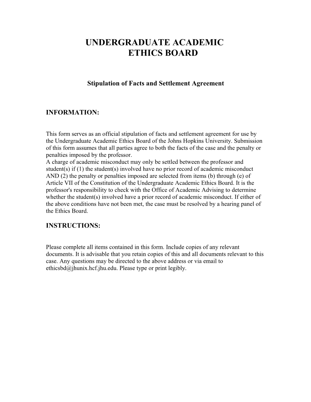 Undergraduate Academic Ethics Board