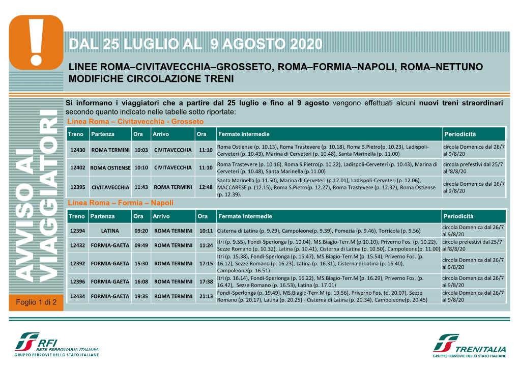 Dal 25 Luglio Al 9 Agosto 2020