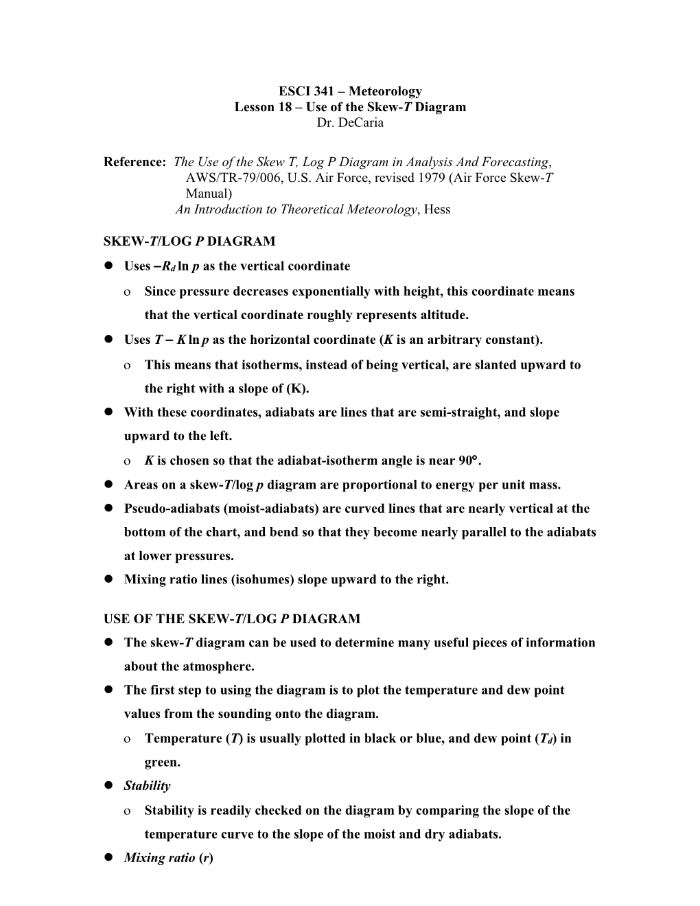 Skew-T Diagram Dr