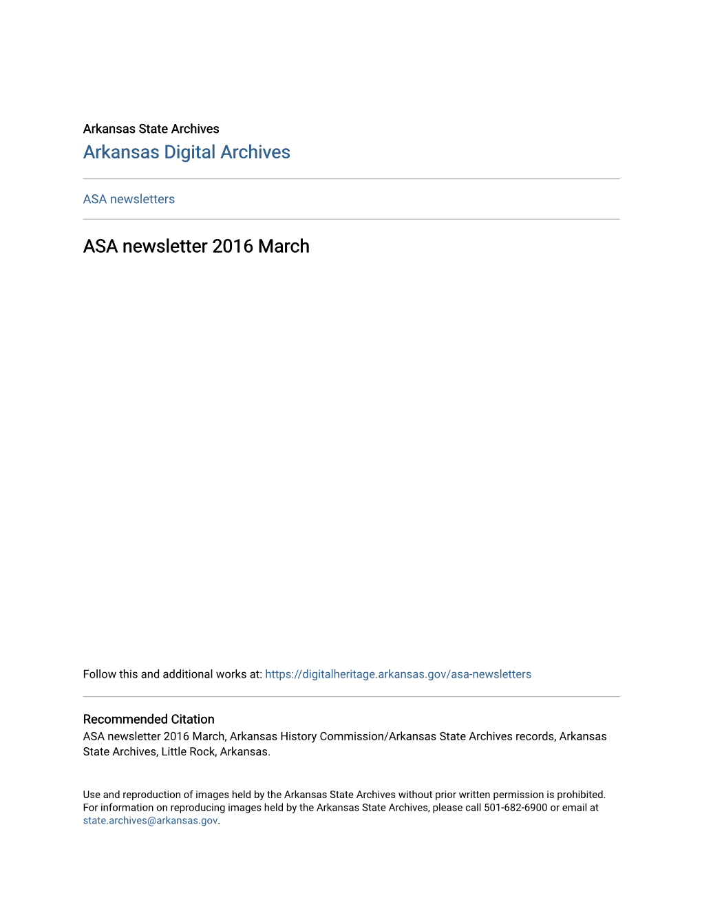 ASA Newsletter 2016 March