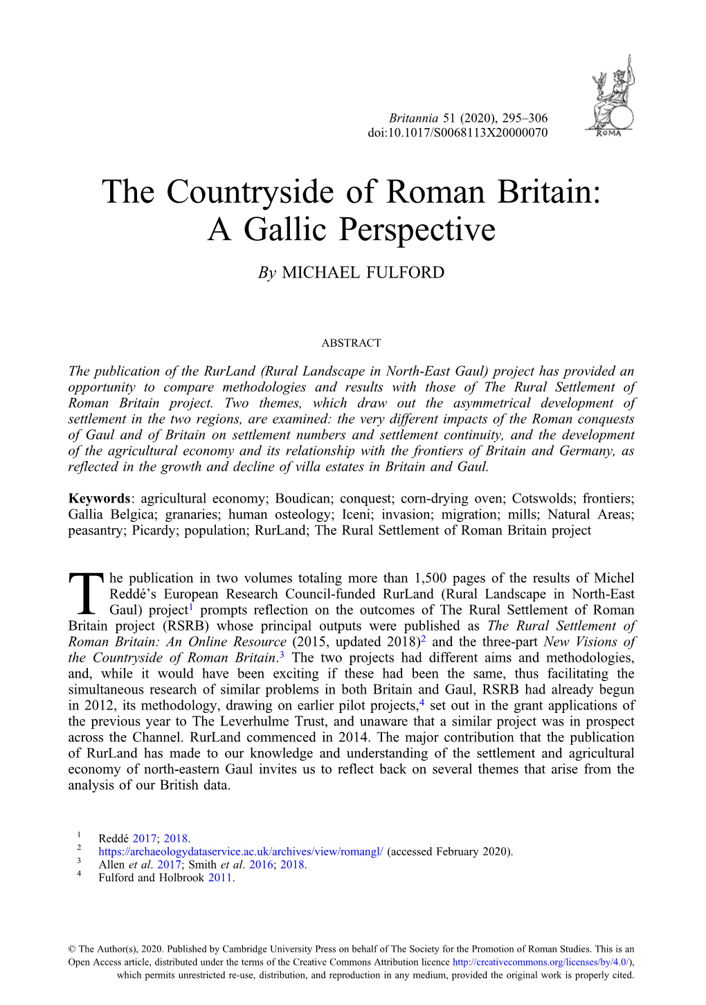 The Countryside of Roman Britain: a Gallic Perspective by MICHAEL FULFORD