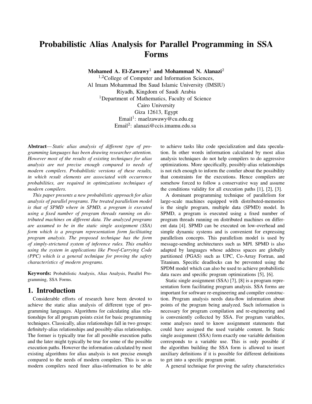 Probabilistic Alias Analysis for Parallel Programming in SSA Forms.Pdf