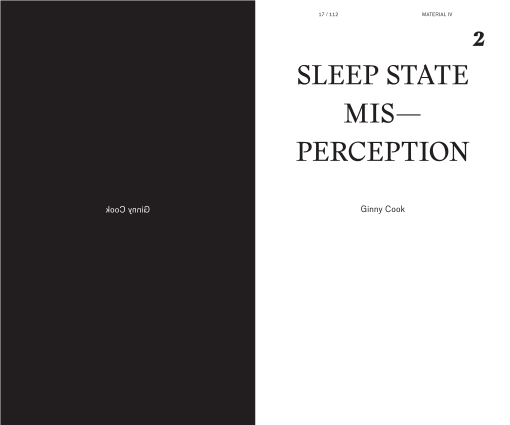 Sleep State Mis— Perception