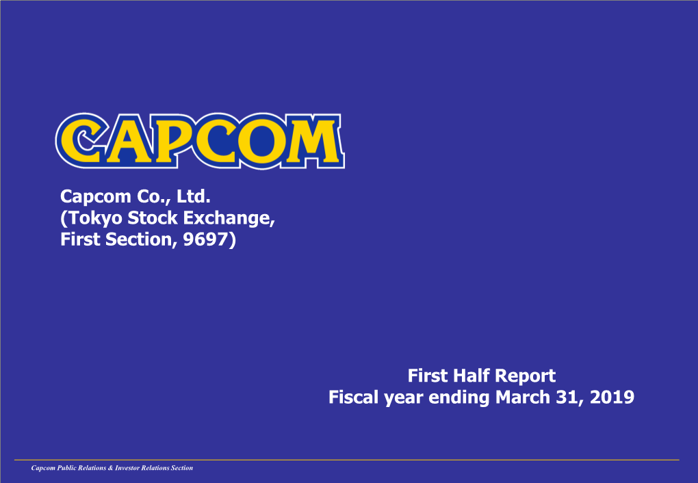 Capcom Co., Ltd. (Tokyo Stock Exchange, First Section, 9697) First