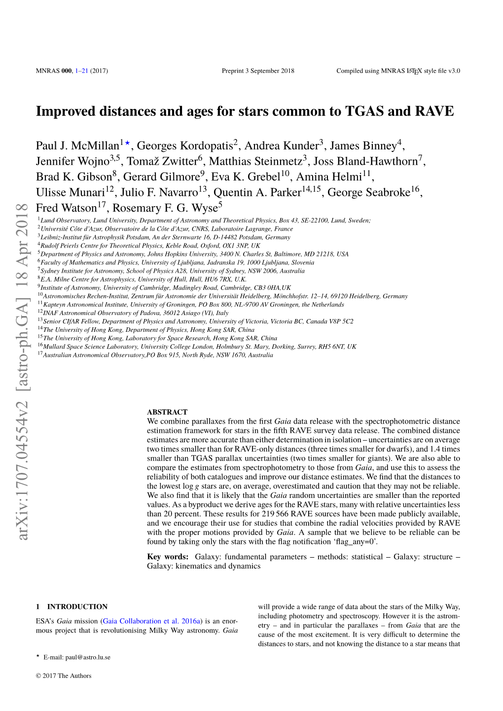 Improved Distances and Ages for Stars Common to TGAS and RAVE