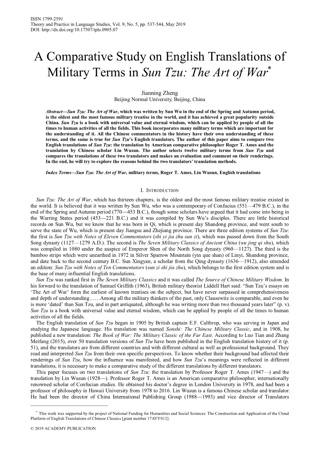 A Comparative Study on English Translations of Military Terms in Sun Tzu: the Art of War