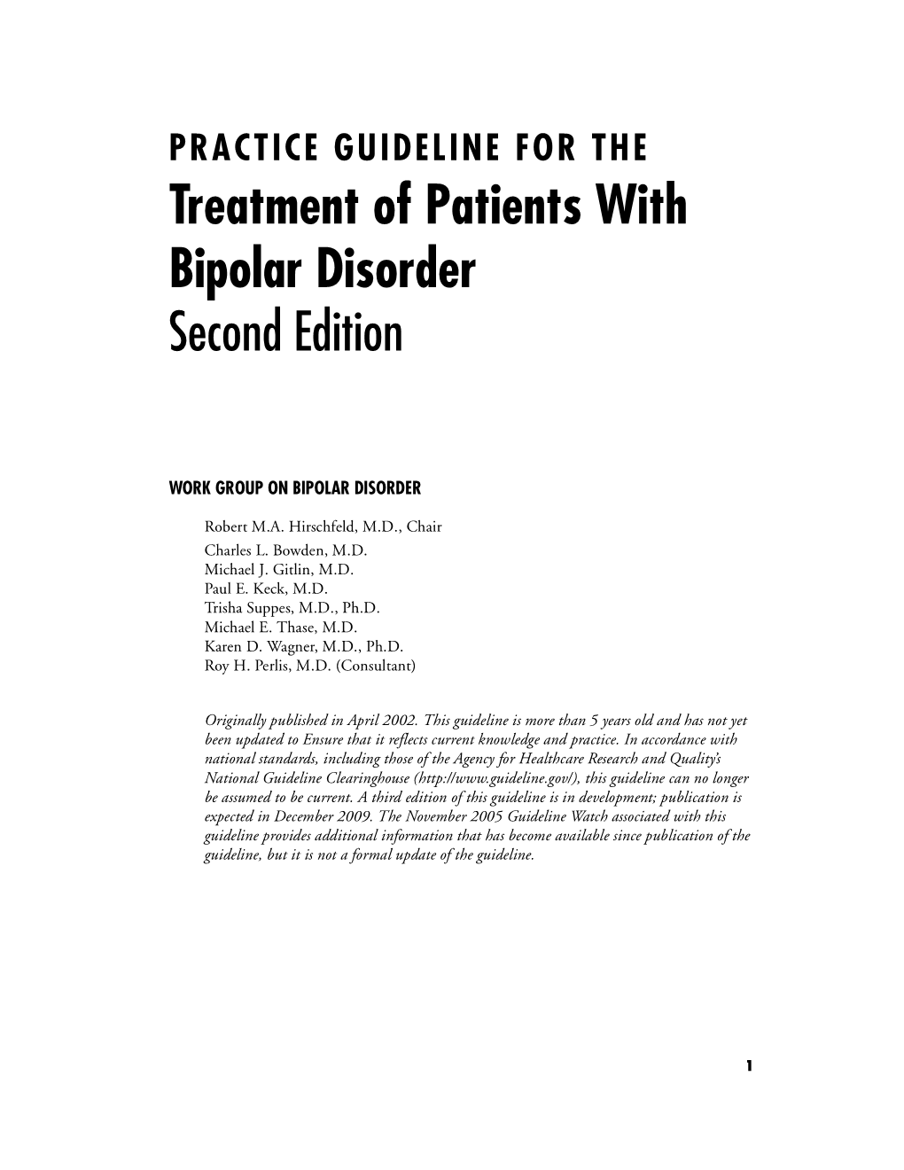Treatment of Patients with Bipolar Disorder Second Edition