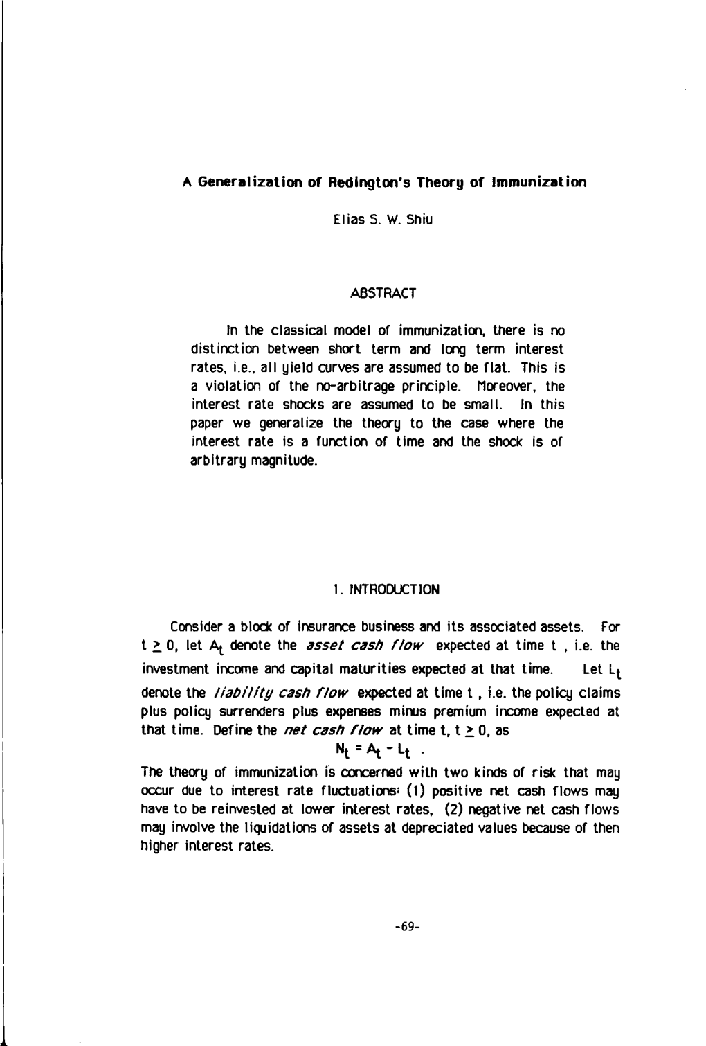 11 Generalization of Redington's Theory of Immunization