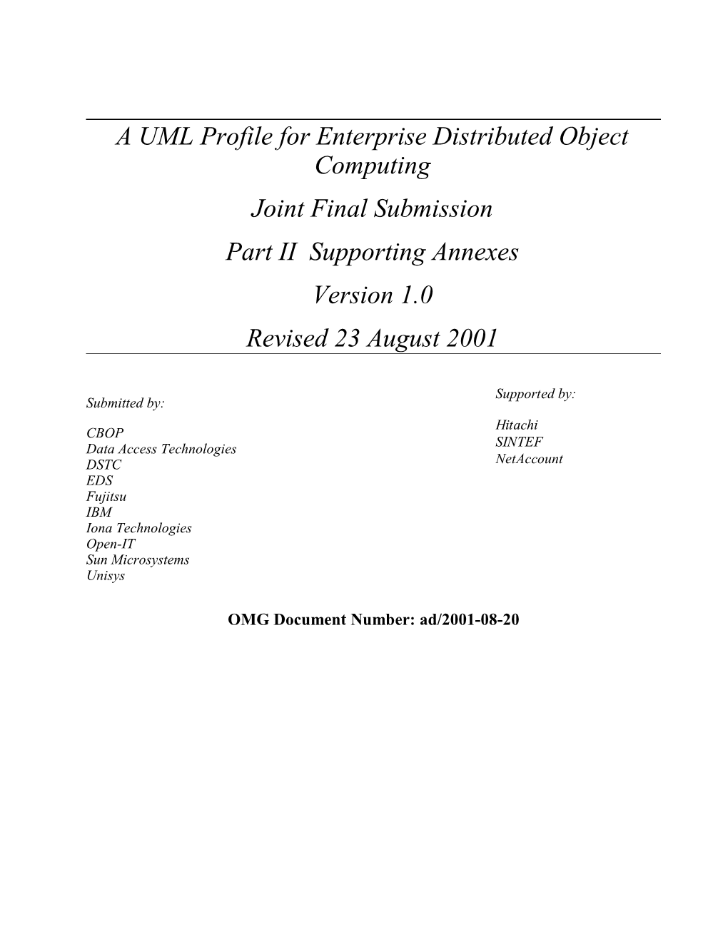 UML for EDOC Joint Submission Part II