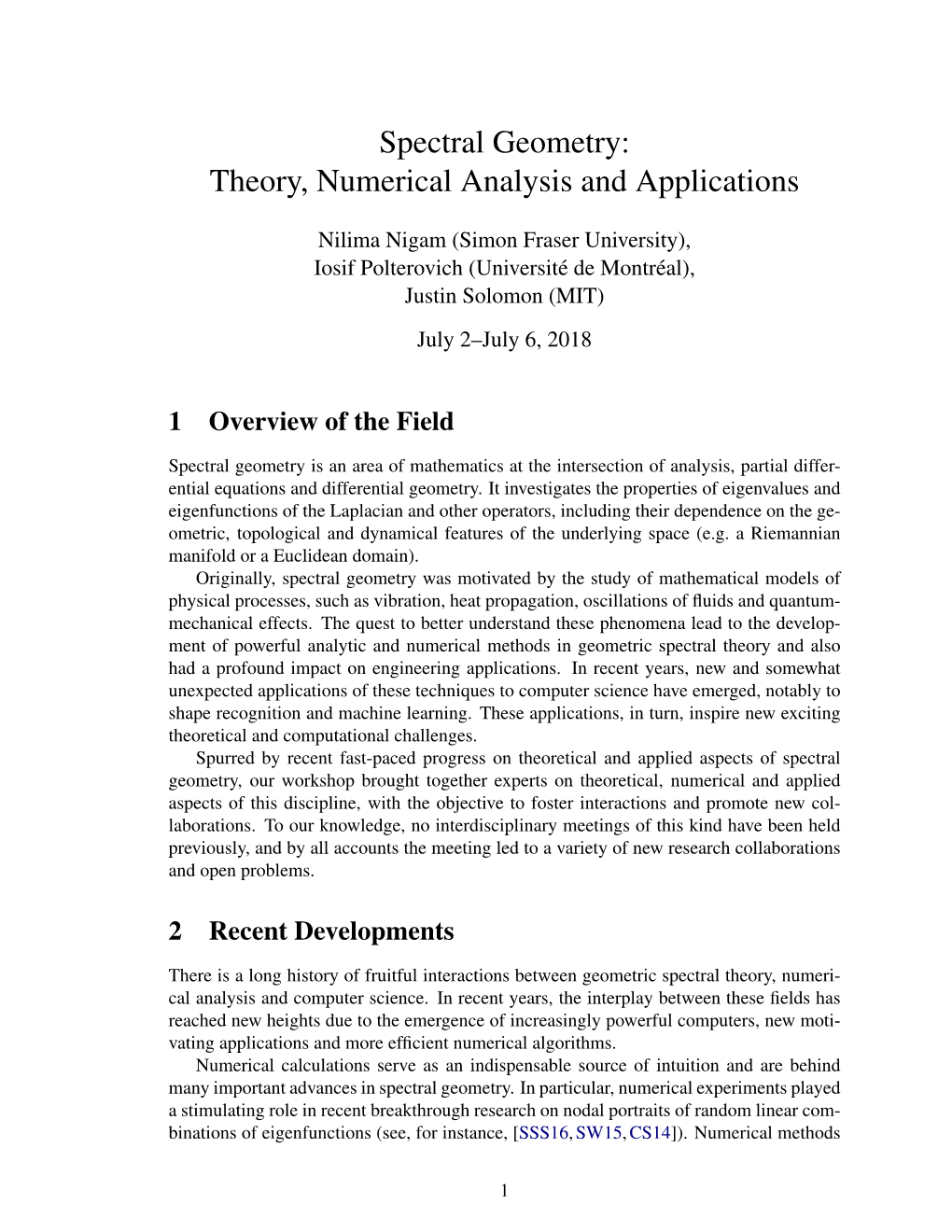 Spectral Geometry: Theory, Numerical Analysis and Applications