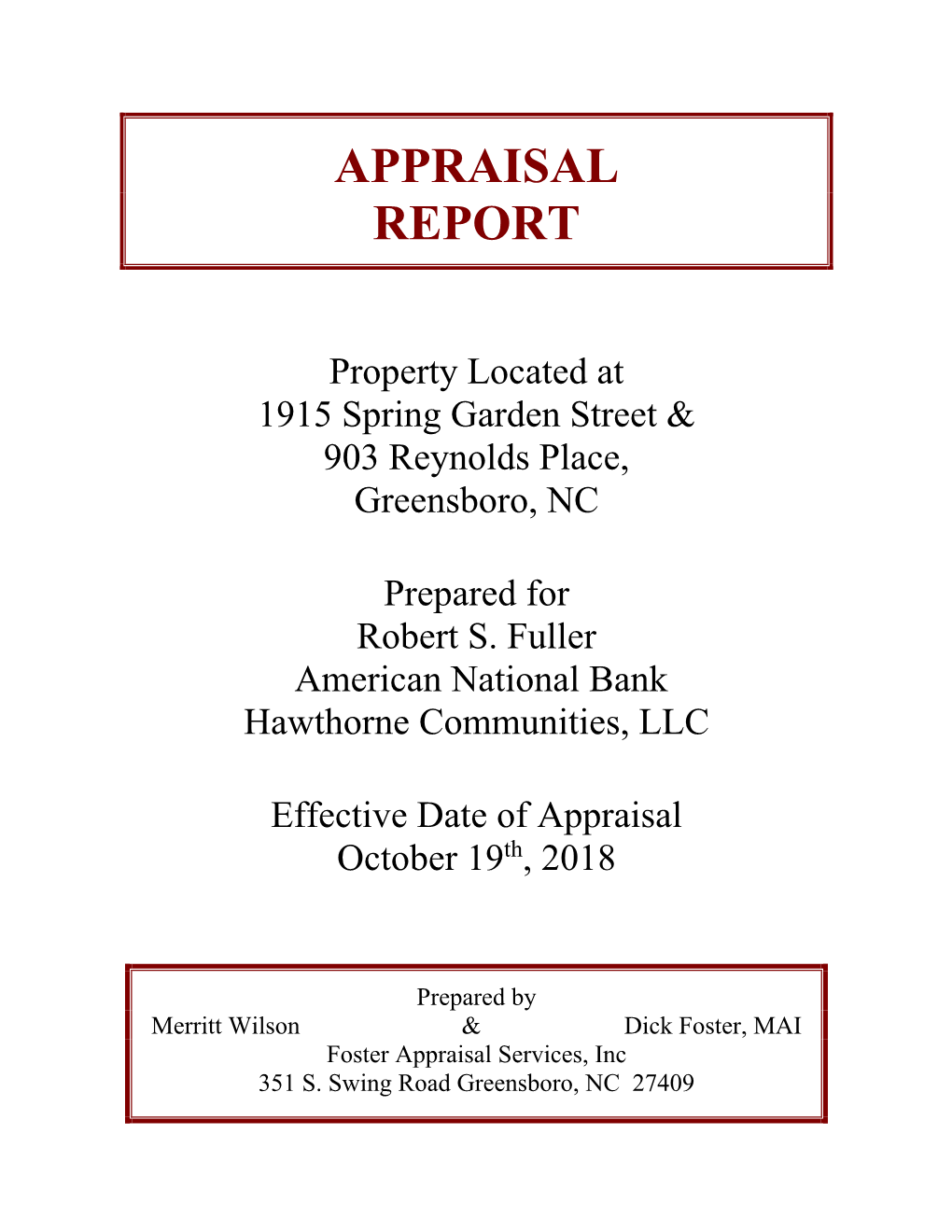 Appraisal Report