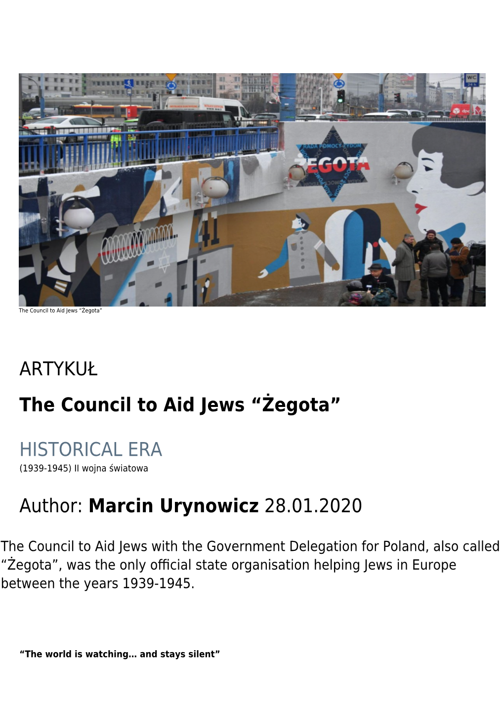 ARTYKUŁ the Council to Aid Jews “Żegota”
