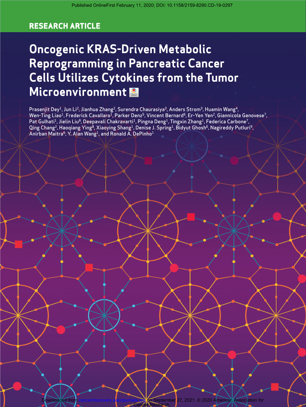 Oncogenic KRAS-Driven Metabolic Reprogramming in Pancreatic Cancer Cells Utilizes Cytokines from the Tumor Microenvironment