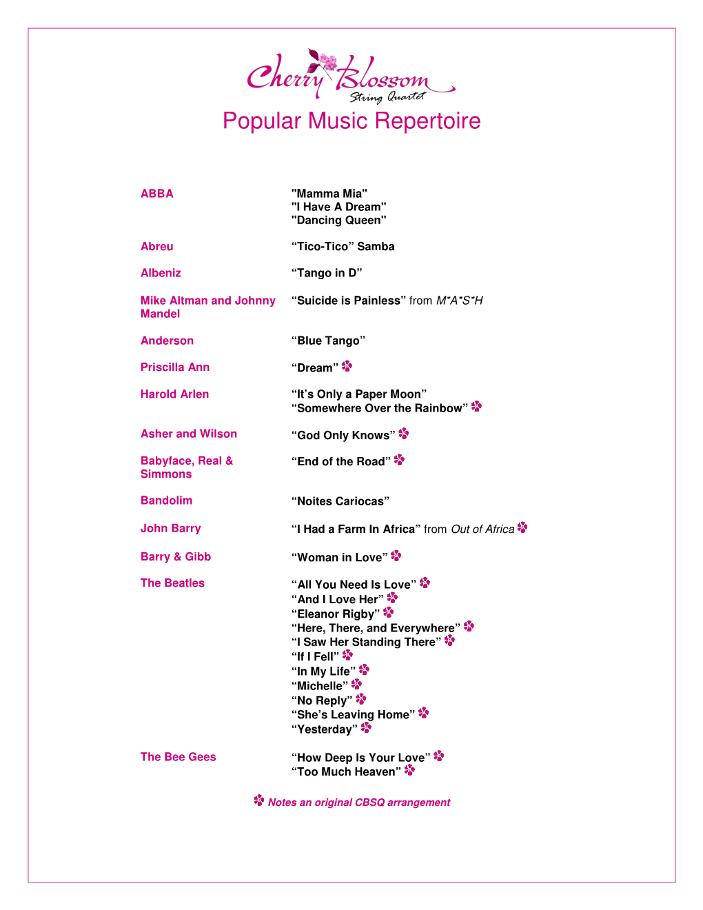 Popular Music Repertoire