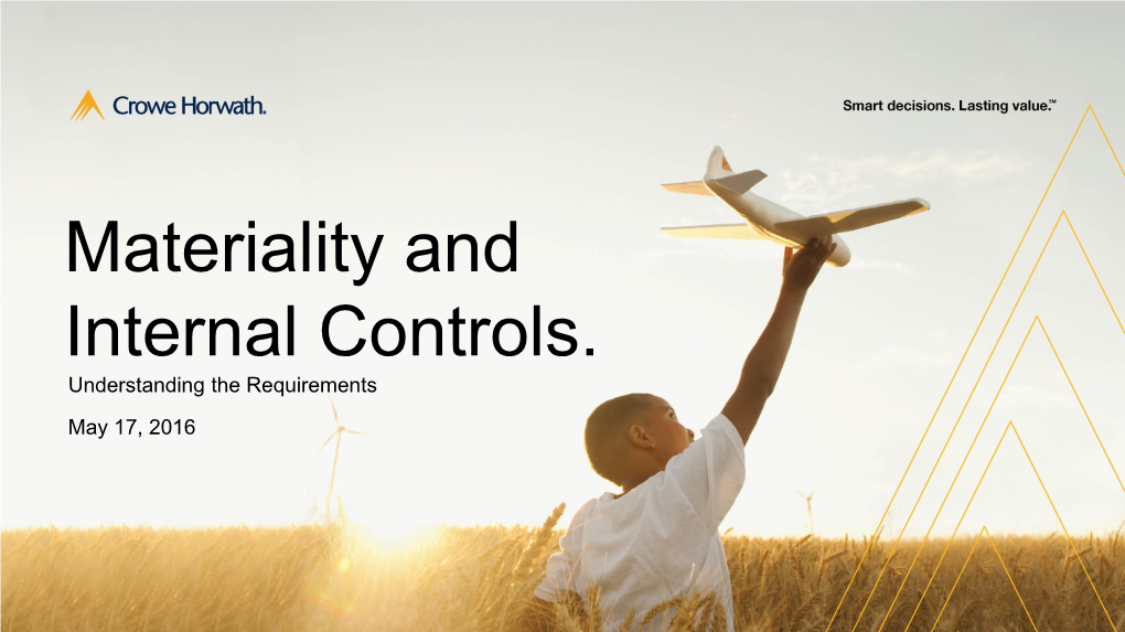 Materiality and Internal Controls. Understanding the Requirements