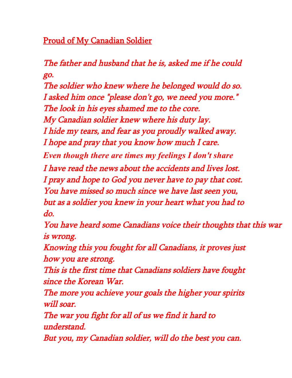 Proud of My Canadian Soldier