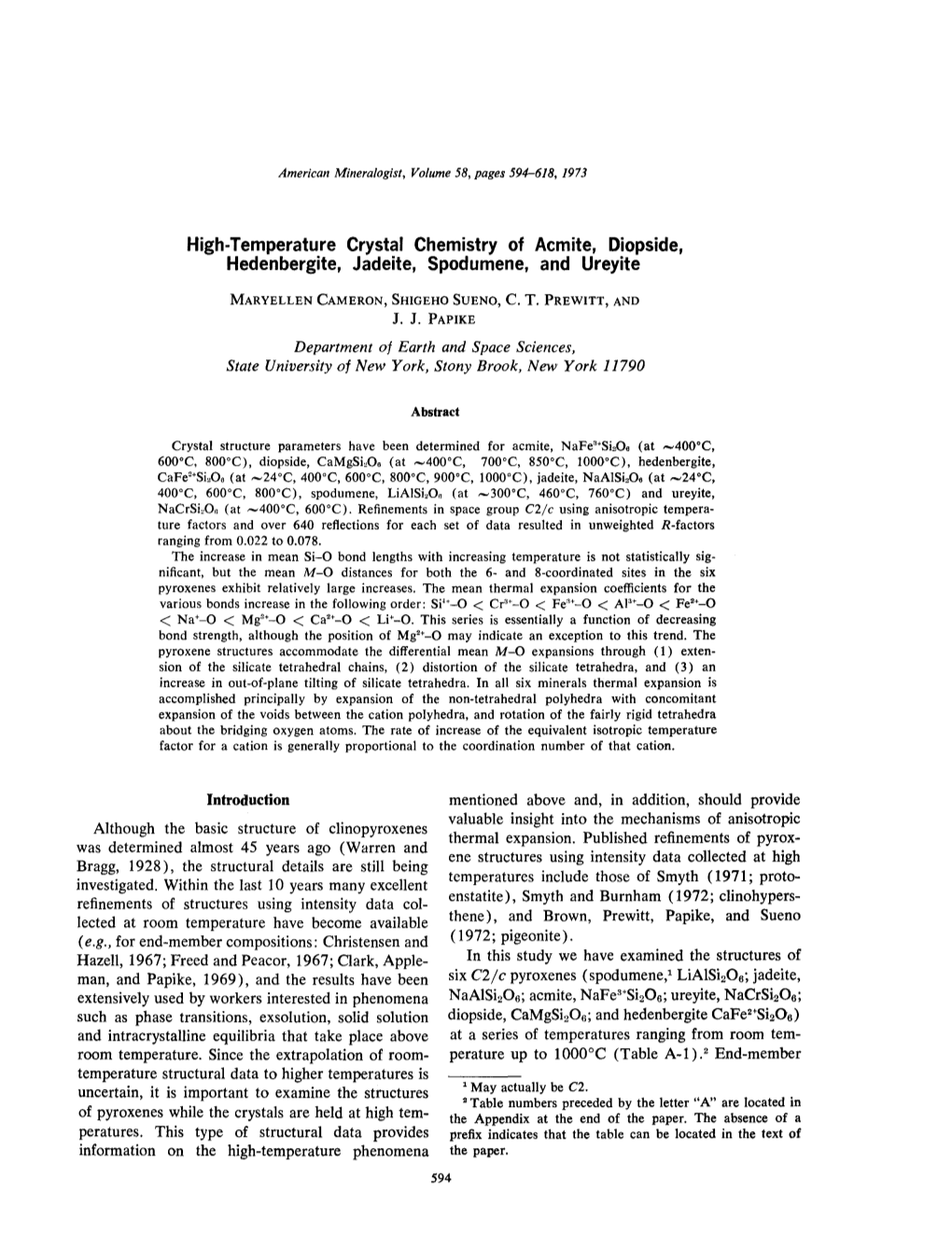 High-Temperature Crystal Chemistry of Acmite, Diopside, Hedenbergite, Jadeite, Spodumene, and Ureyite