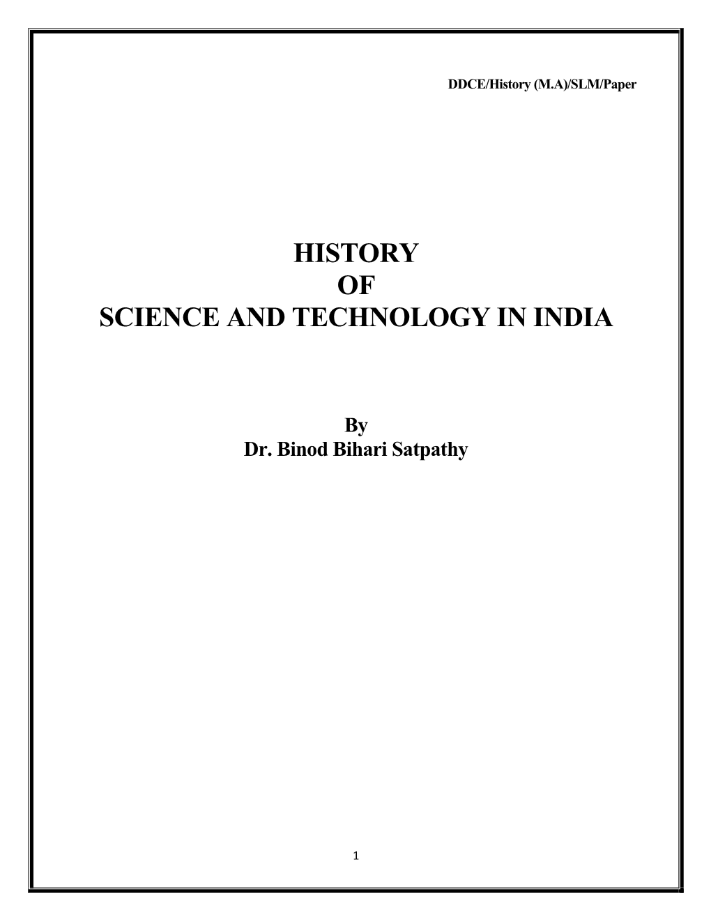 History of Science and Technology in India