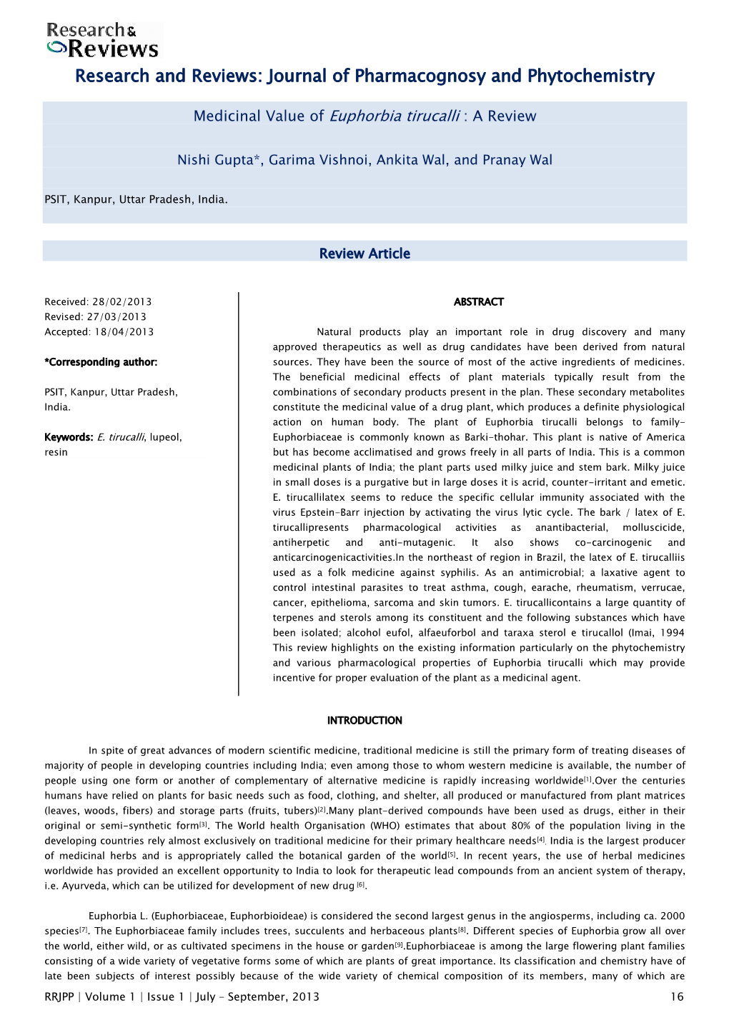 Journal of Pharmacognosy and Phytochemistry